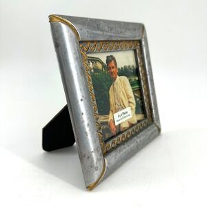 Vintage Style Metal Photo Frame Rustic Ornate Gold Trim Tabletop Display 4x4